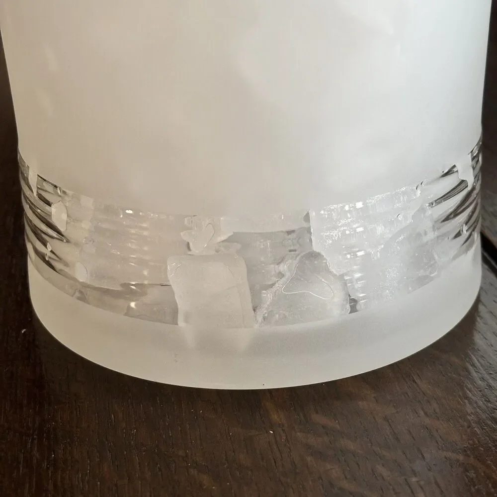 Vintage FTD Commemorative Millennium Ice Bucket Frosted Glass Scroll Handles 2qt